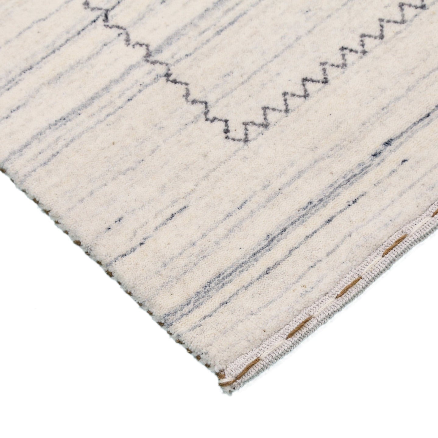 Ivory Modern Tribals Design Hand Loomed Wool Area Rug - The Rug Decor