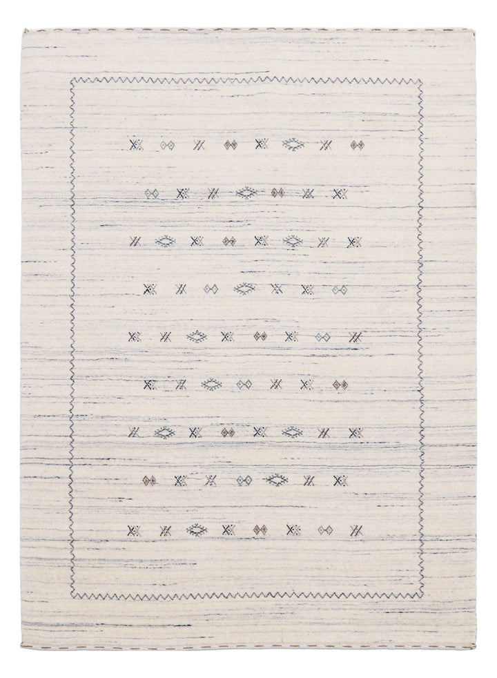 Ivory Modern Tribals Design Hand Loomed Wool Area Rug - The Rug Decor