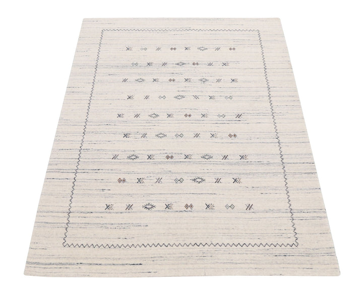 Ivory Modern Tribals Design Hand Loomed Wool Area Rug - The Rug Decor