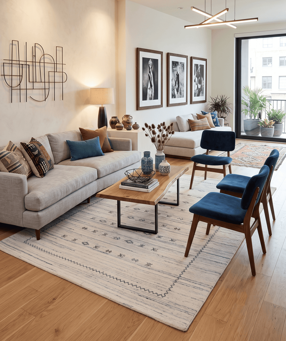 Ivory Modern Tribals Design Hand Loomed Wool Area Rug - The Rug Decor