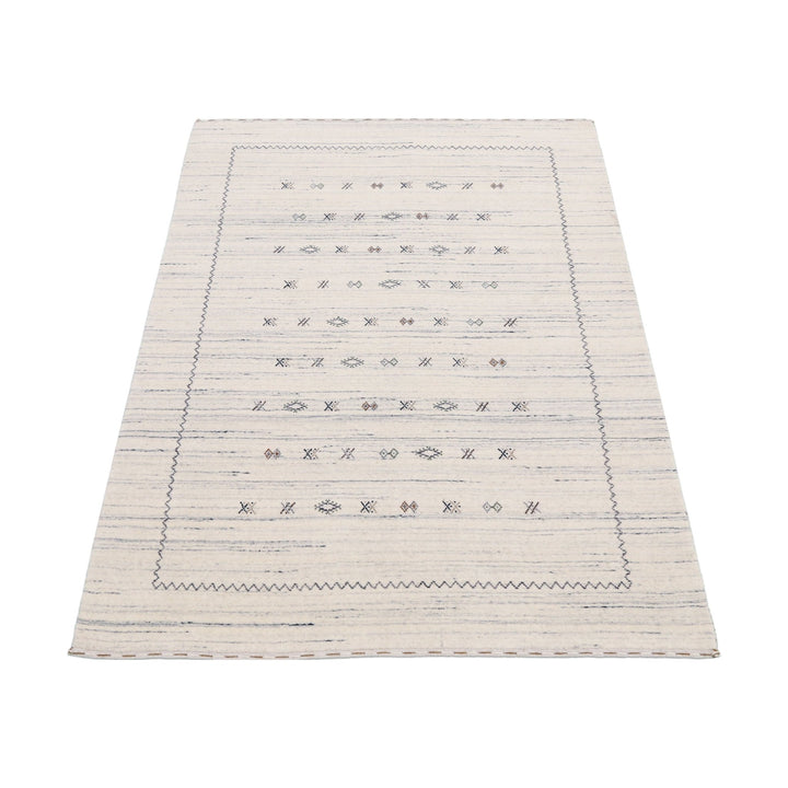 Ivory Modern Tribals Design Hand Loomed Wool Area Rug - The Rug Decor