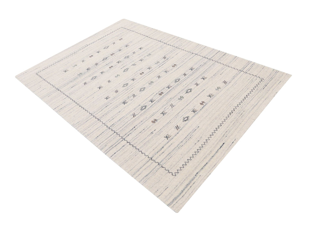 Ivory Modern Tribals Design Hand Loomed Wool Area Rug - The Rug Decor