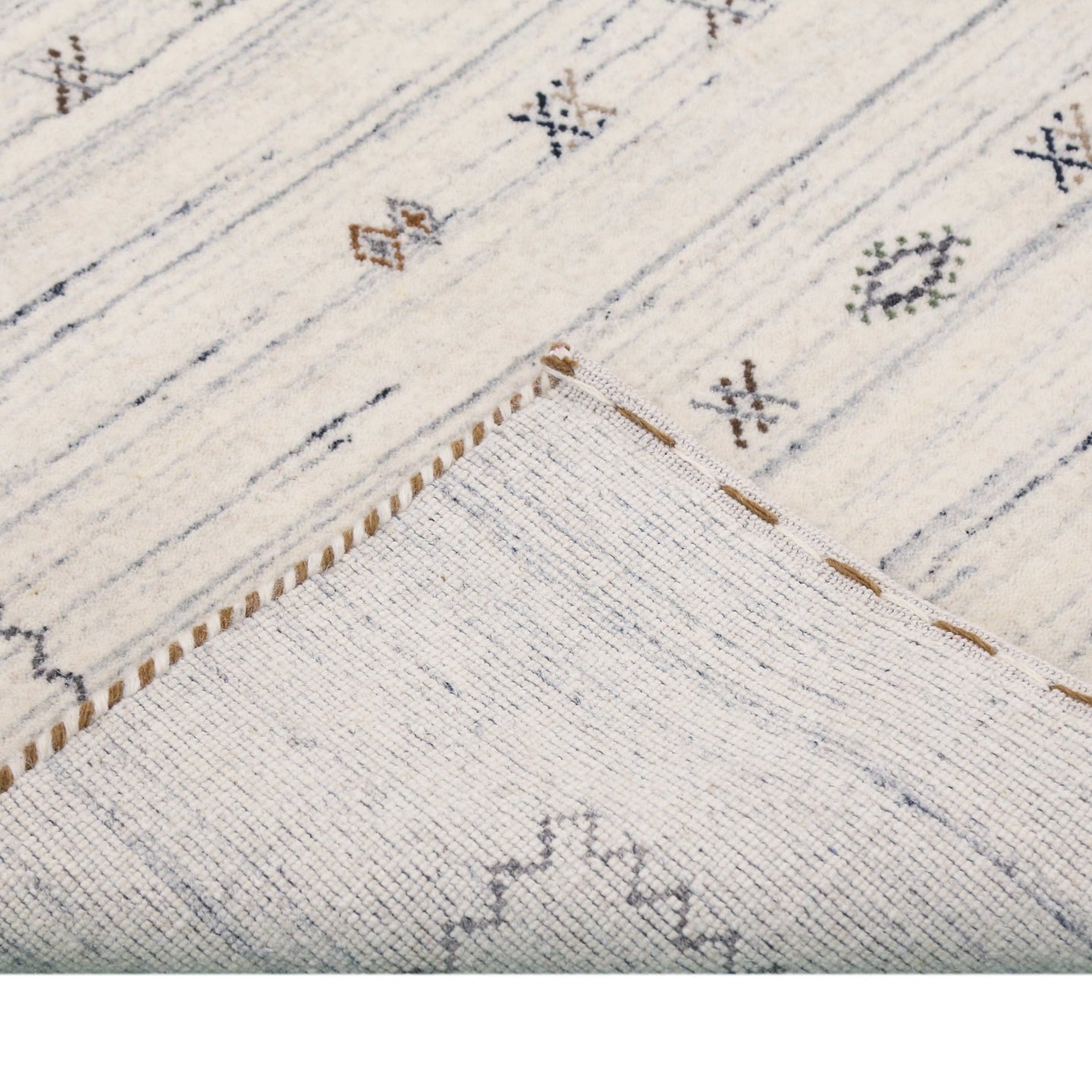 Ivory Modern Tribals Design Hand Loomed Wool Area Rug - The Rug Decor