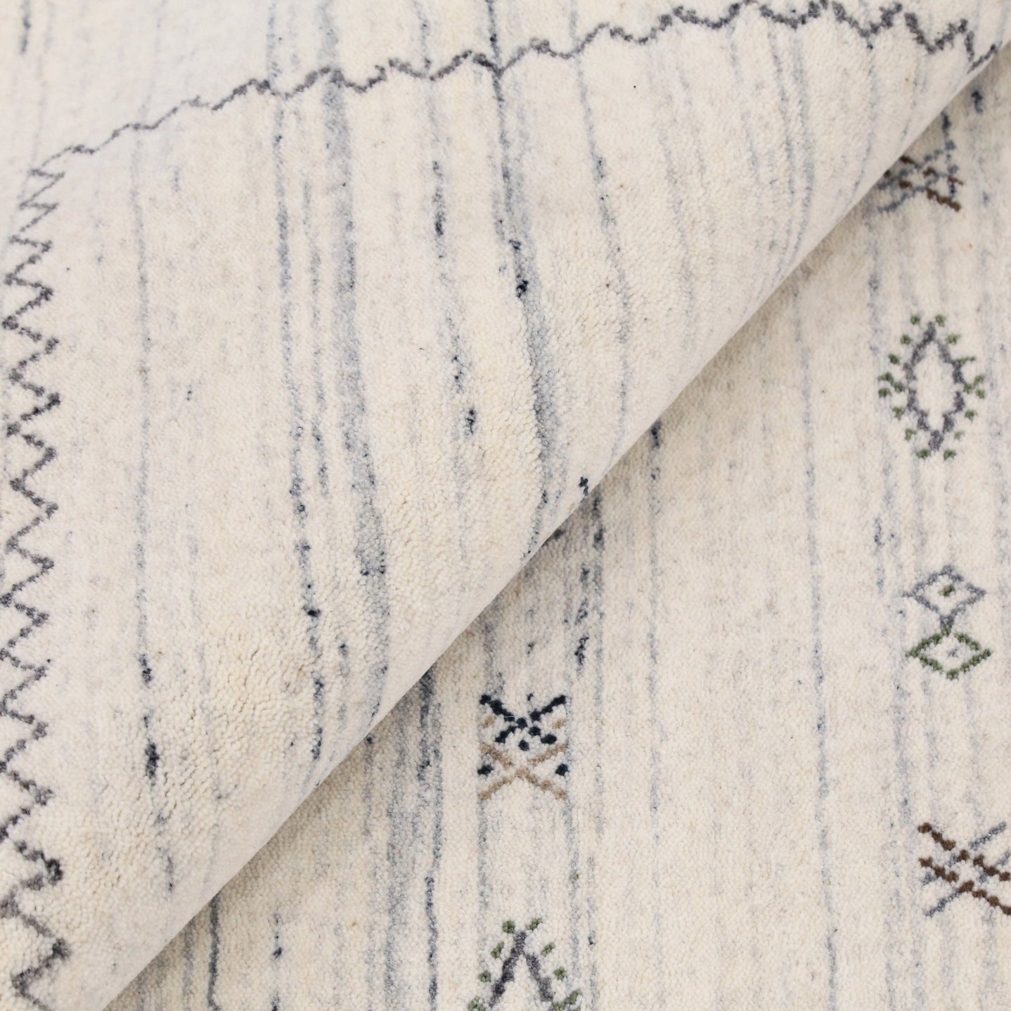 Ivory Modern Tribals Design Hand Loomed Wool Area Rug - The Rug Decor