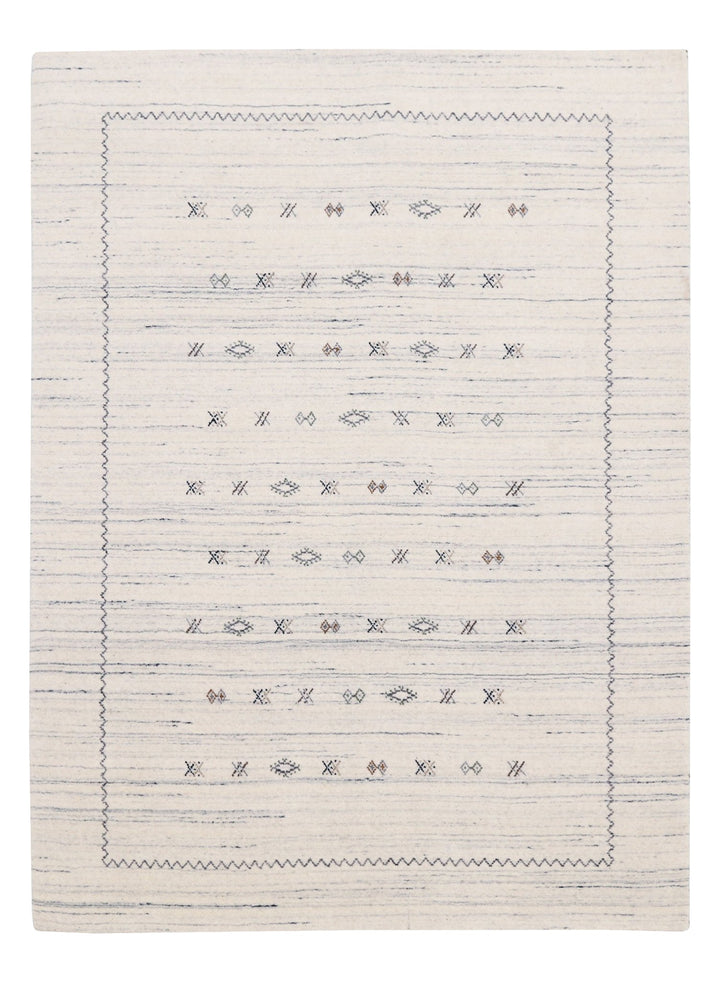 Ivory Modern Tribals Design Hand Loomed Wool Area Rug - The Rug Decor