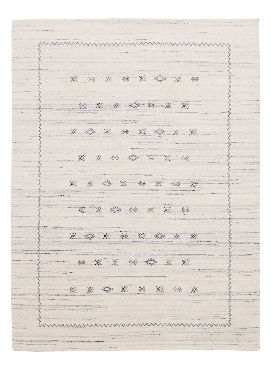Ivory Modern Tribals Design Hand Loomed Wool Area Rug - The Rug Decor