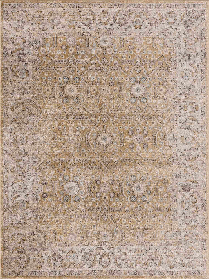 Ivory, Mustard and Charcoal Traditional Design Area Rug - The Rug Decor