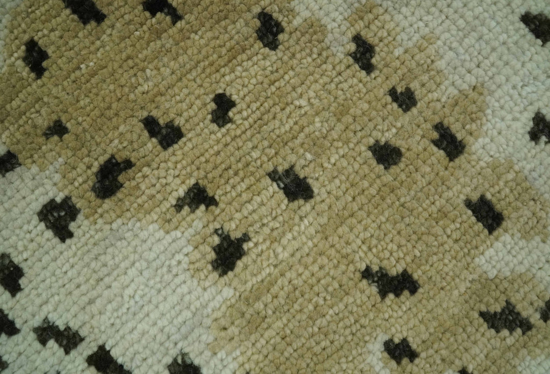 Ivory, Olive and Charcoal Leopard Design Hand Knotted Multi Size wool area rug - The Rug Decor