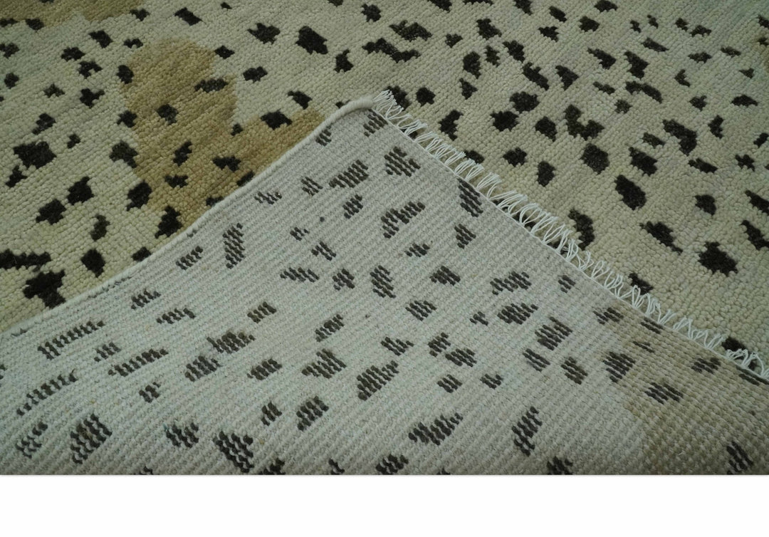 Ivory, Olive and Charcoal Leopard Design Hand Knotted Multi Size wool area rug - The Rug Decor