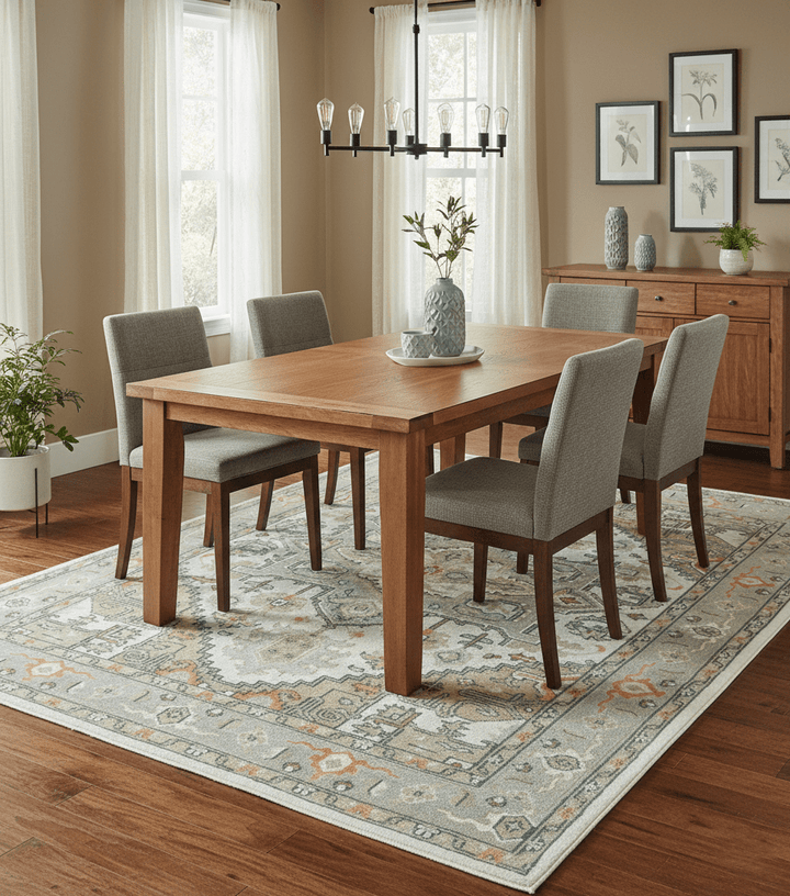 Ivory, Silver, Peach and Olive Traditional Heriz Hand Knotted Multi Size wool Area Rug - The Rug Decor