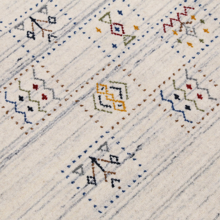 Ivory Tribal Design Hand Loomed Wool Area Rug - The Rug Decor