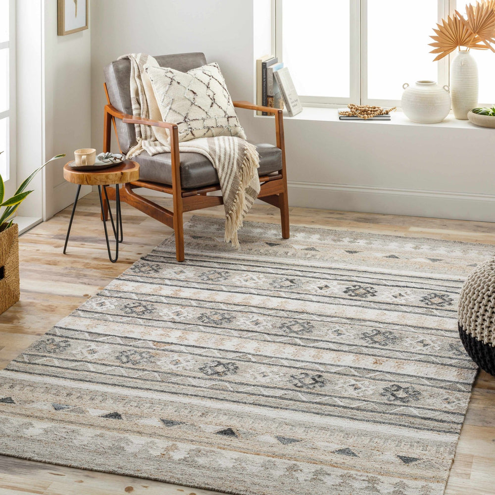 Jade Modern Tribal Design Ivory And Gray Hand Woven Rug - The Rug Decor