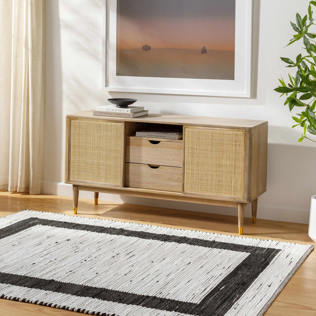 Jaden Contemporary Style Ivory And Charcoal Hand Woven Area Rug - The Rug Decor