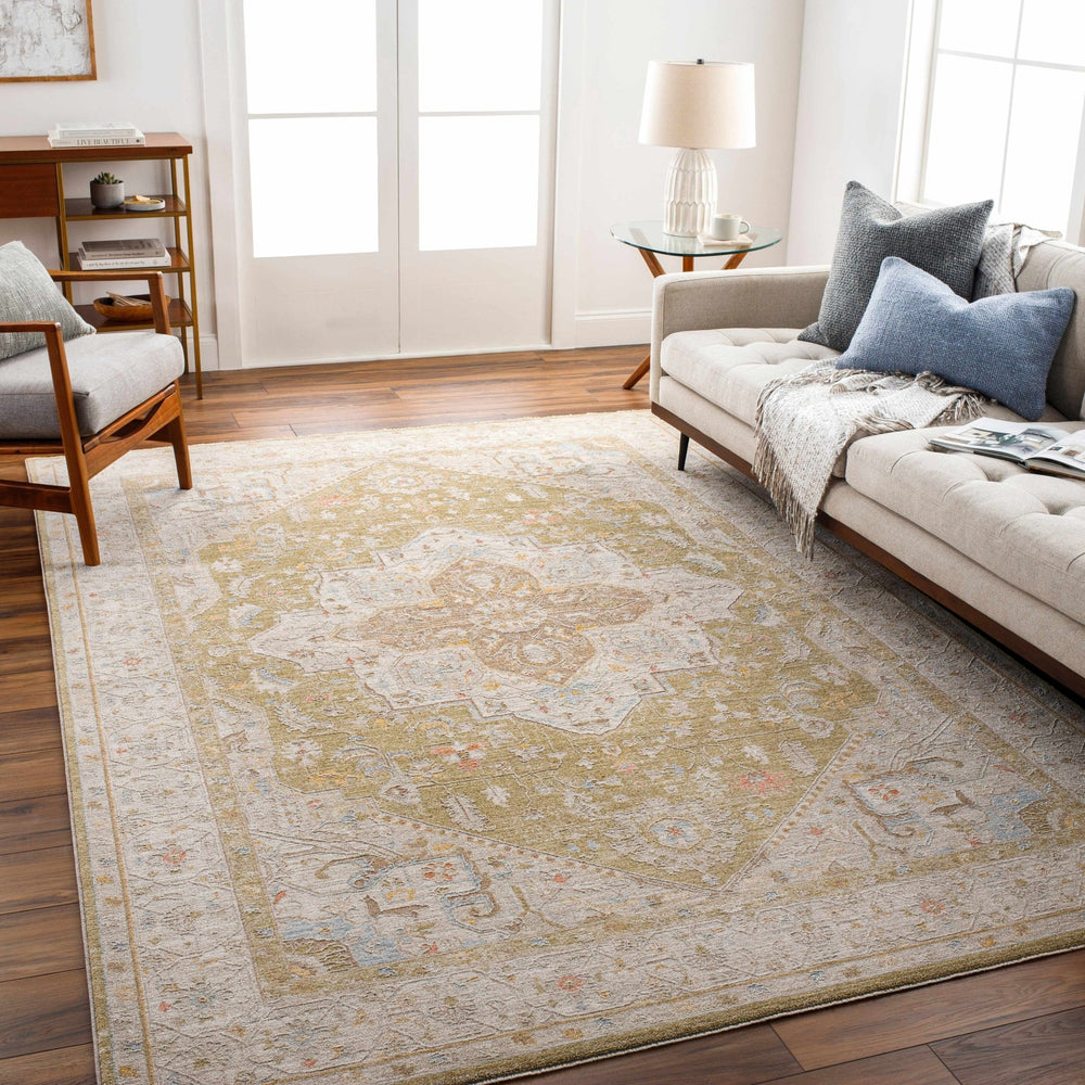 Jago Traditional Beige And Olive Rug - The Rug Decor