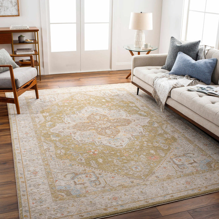 Jago Traditional Beige And Olive Rug - The Rug Decor