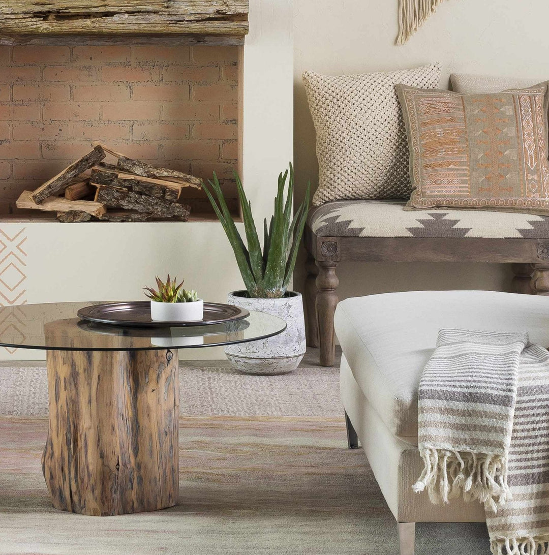 Janamuato Geometric Cement Outdoor Planter – Taupe & Ivory - The Rug Decor