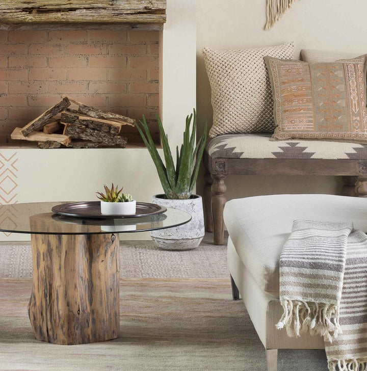 Janamuato Geometric Cement Outdoor Planter – Taupe & Ivory - The Rug Decor