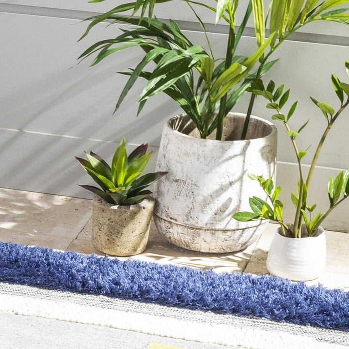 Janamuato Geometric Cement Outdoor Planter – Taupe & Ivory - The Rug Decor