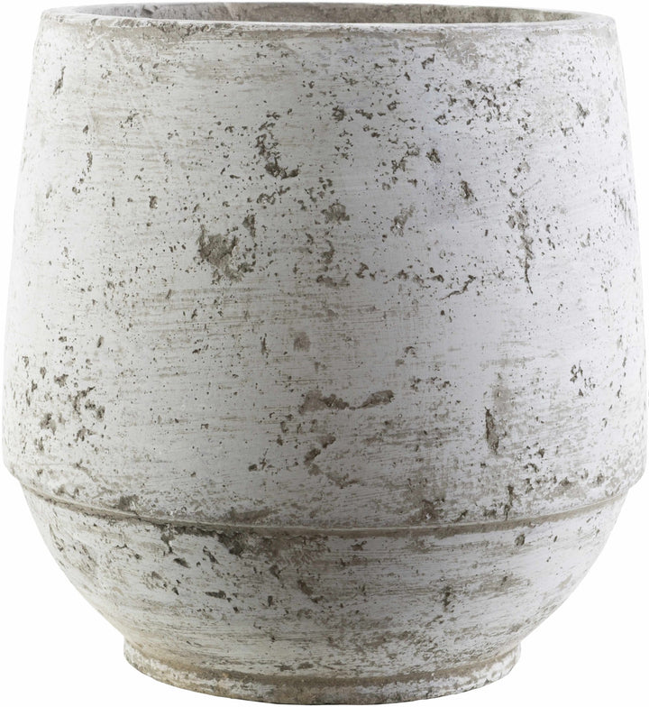 Janamuato Geometric Cement Outdoor Planter – Taupe & Ivory - The Rug Decor