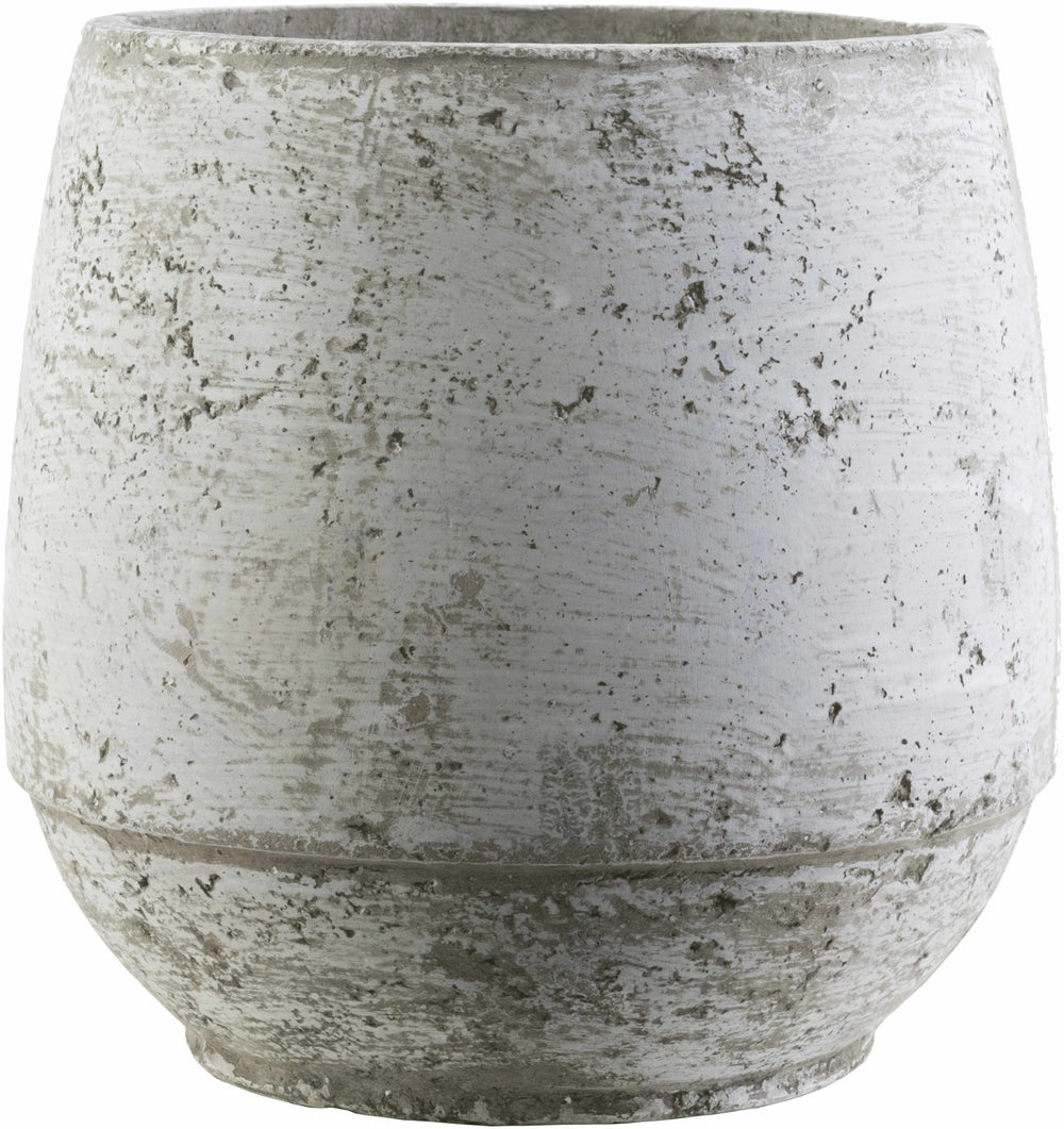 Janamuato Geometric Cement Outdoor Planter – Taupe & Ivory - The Rug Decor