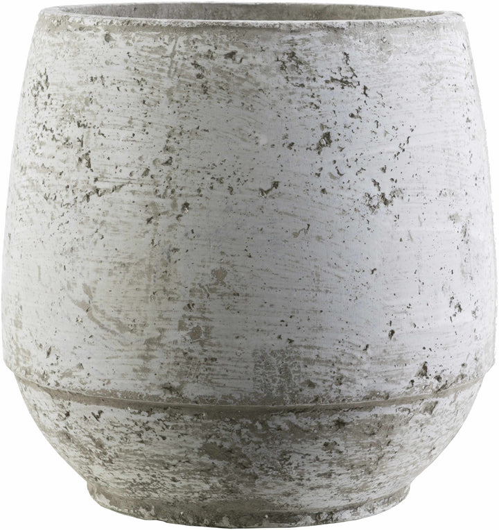 Janamuato Geometric Cement Outdoor Planter – Taupe & Ivory - The Rug Decor