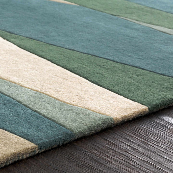 Jarratt Contemporary Abstract Blue And Green Wool Rug - The Rug Decor