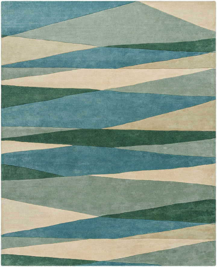 Jarratt Contemporary Abstract Blue And Green Wool Rug - The Rug Decor