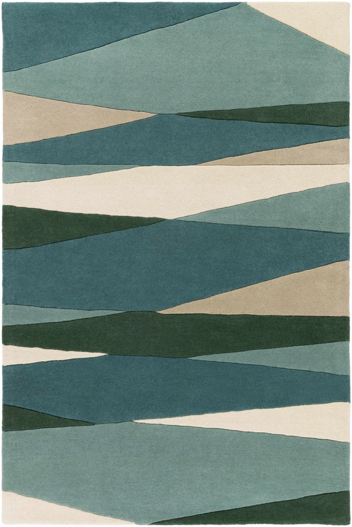 Jarratt Contemporary Abstract Blue And Green Wool Rug - The Rug Decor