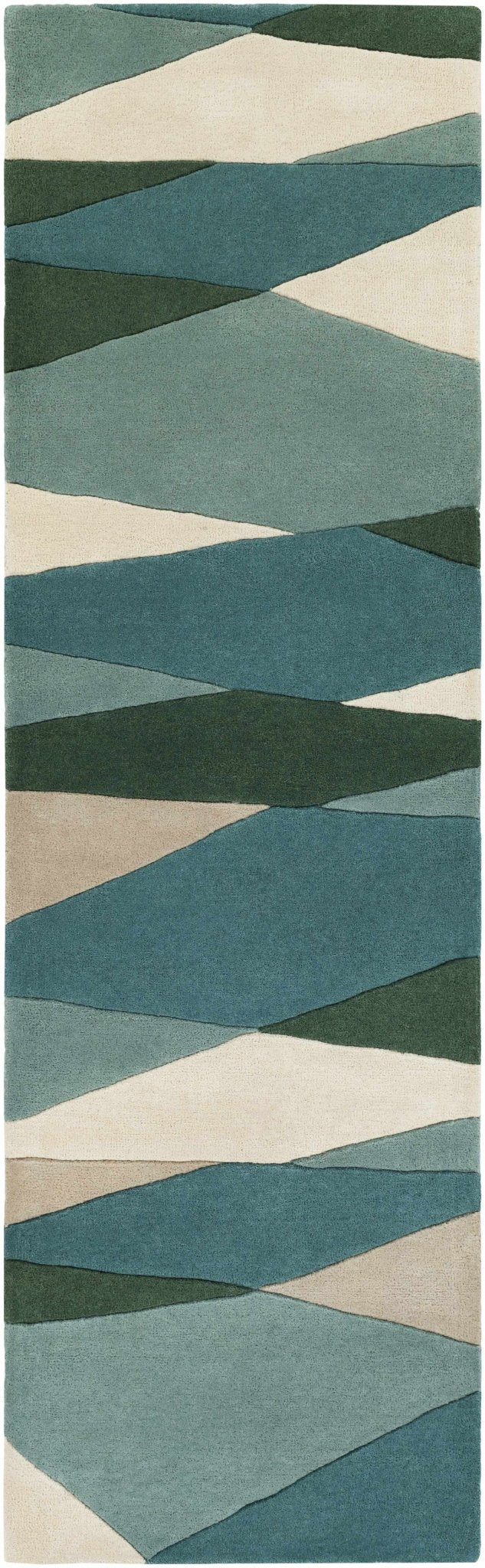 Jarratt Contemporary Abstract Blue And Green Wool Rug - The Rug Decor