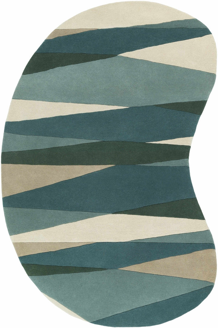 Jarratt Contemporary Abstract Blue And Green Wool Rug - The Rug Decor
