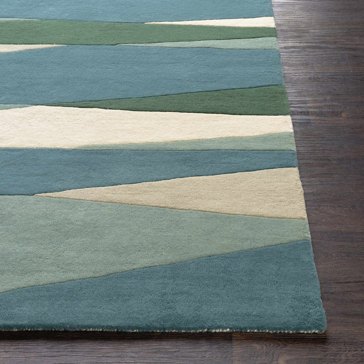 Jarratt Contemporary Abstract Blue And Green Wool Rug - The Rug Decor