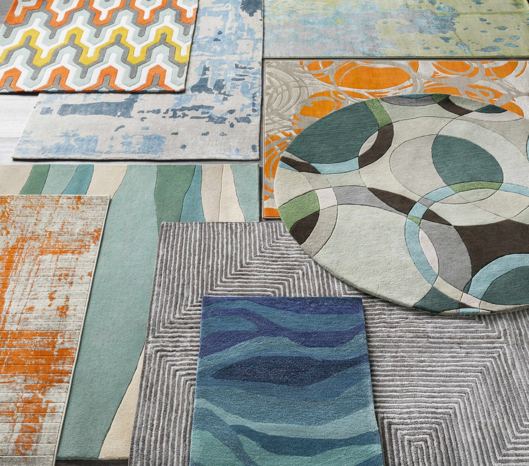 Jarratt Contemporary Abstract Blue And Green Wool Rug - The Rug Decor