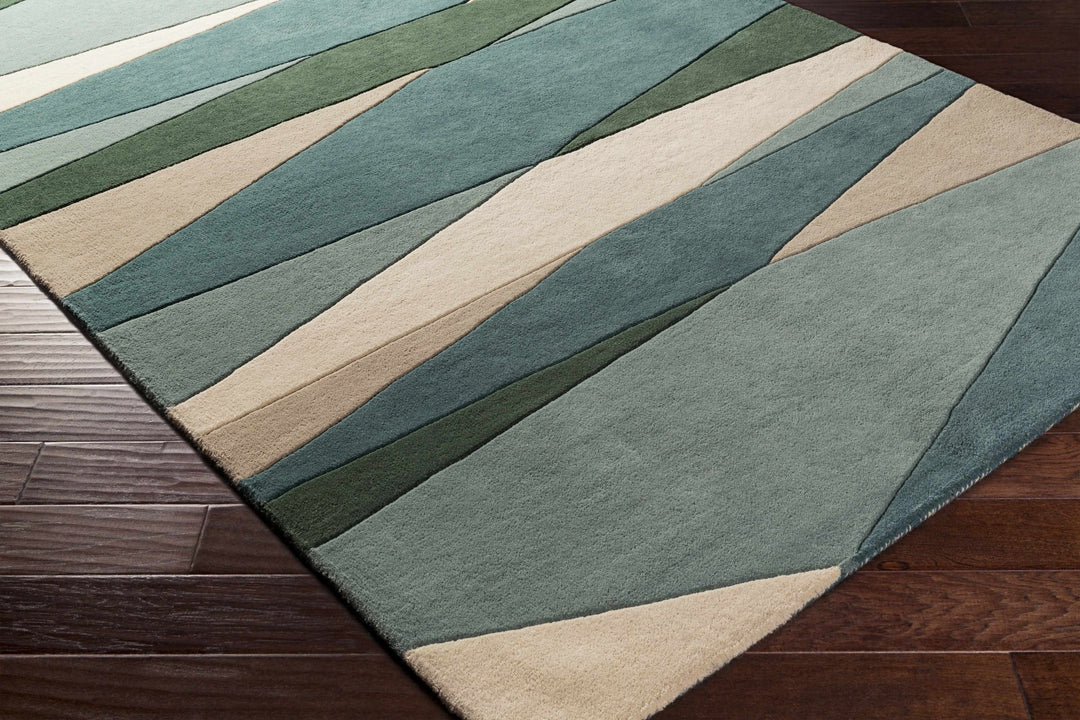 Jarratt Contemporary Abstract Blue And Green Wool Rug - The Rug Decor