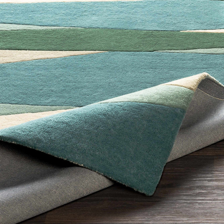 Jarratt Contemporary Abstract Blue And Green Wool Rug - The Rug Decor