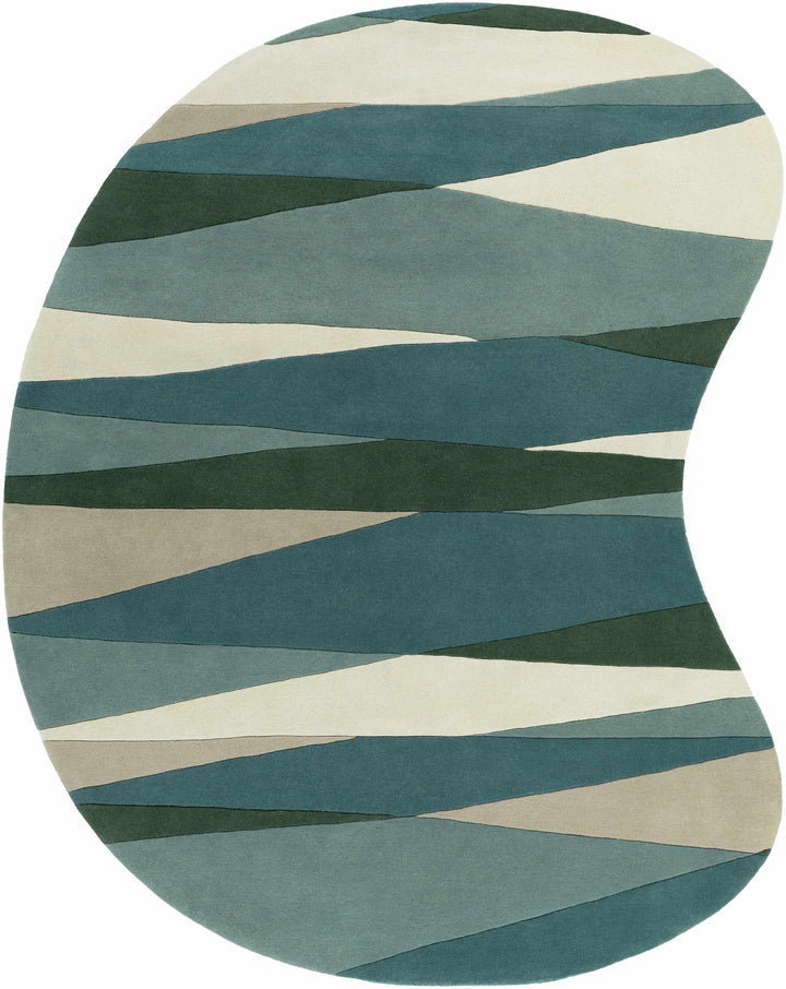 Jarratt Contemporary Abstract Blue And Green Wool Rug - The Rug Decor