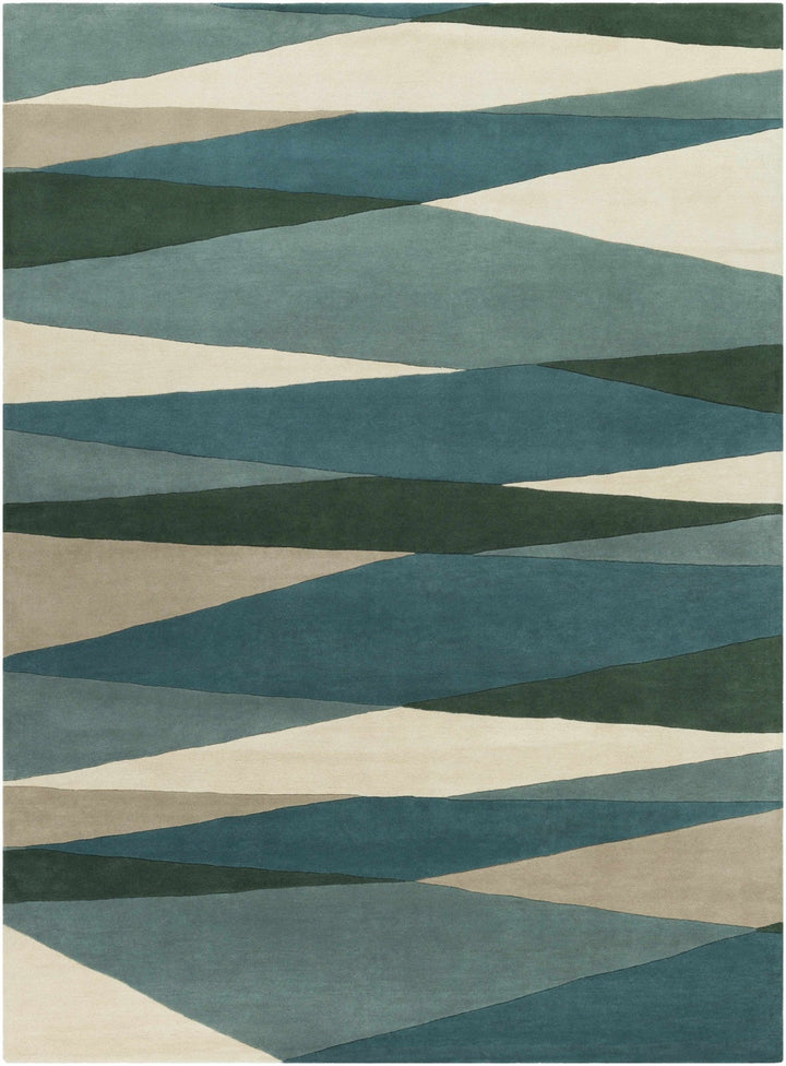 Jarratt Contemporary Abstract Blue And Green Wool Rug - The Rug Decor
