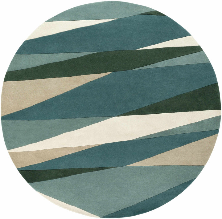 Jarratt Contemporary Abstract Blue And Green Wool Rug - The Rug Decor