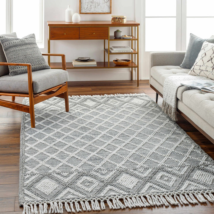 Jaya Modern Geometrical Ivory And Gray Hand Woven Area Rug - The Rug Decor