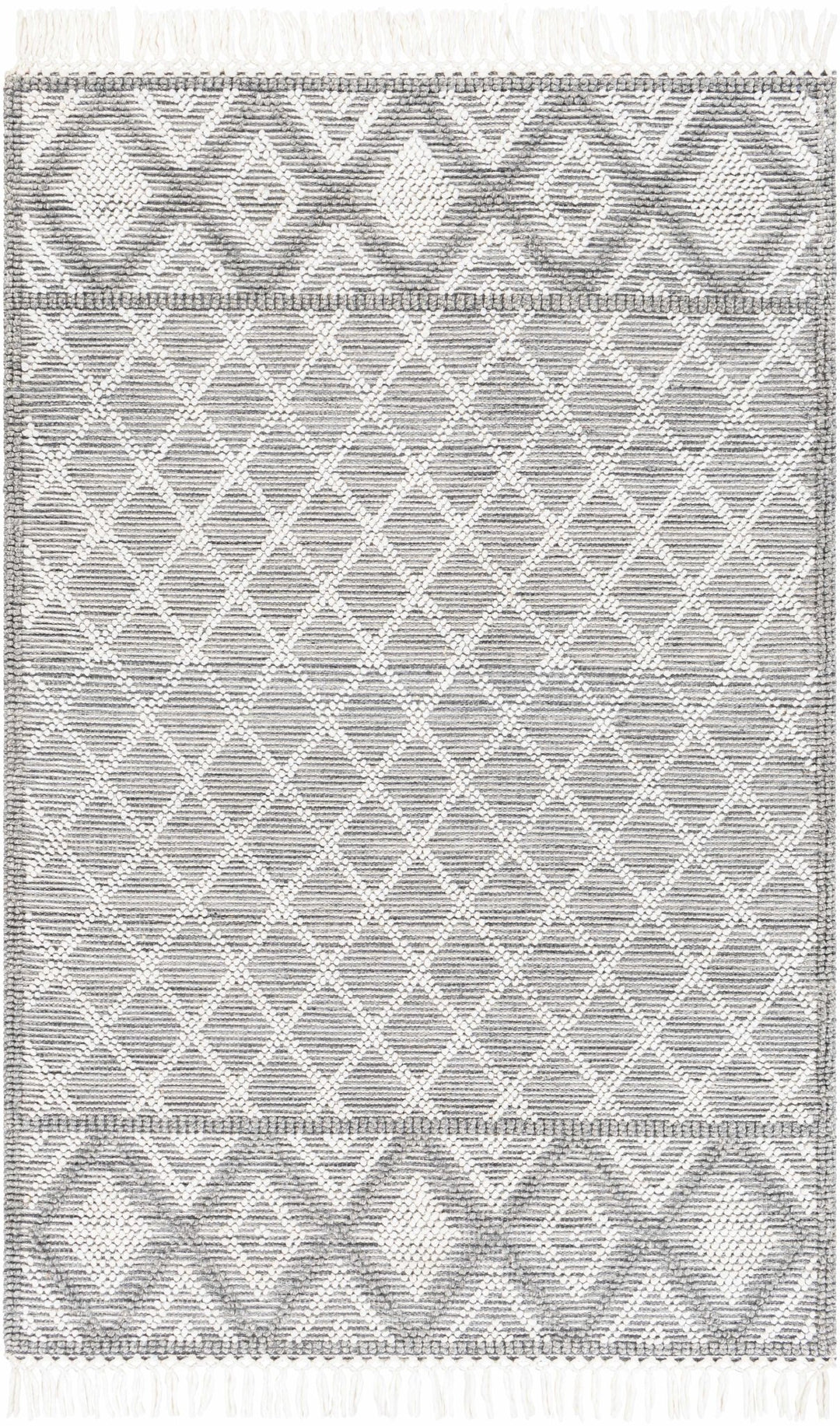 Jaya Modern Geometrical Ivory And Gray Hand Woven Area Rug - The Rug Decor