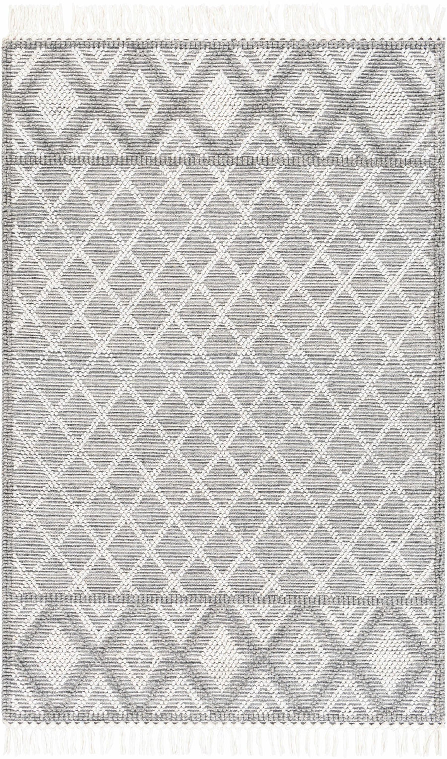 Jaya Modern Geometrical Ivory And Gray Hand Woven Area Rug - The Rug Decor