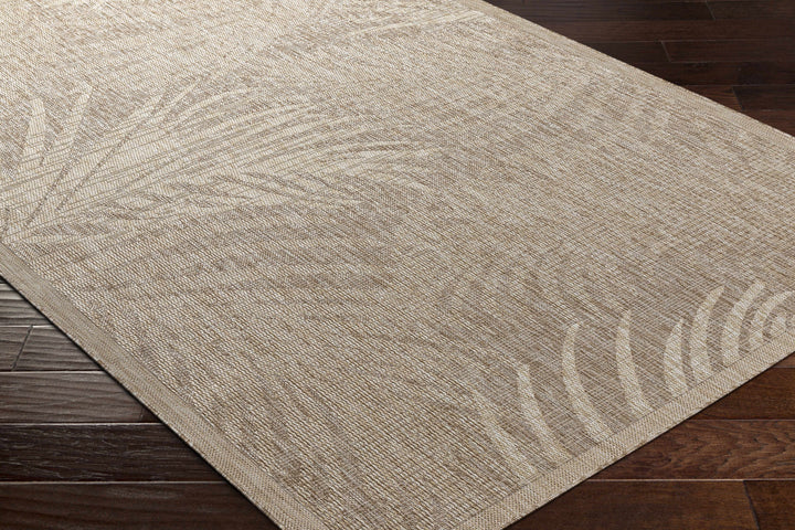 Jens Modern Leaf Pattern Tan Outdoor Area Rug