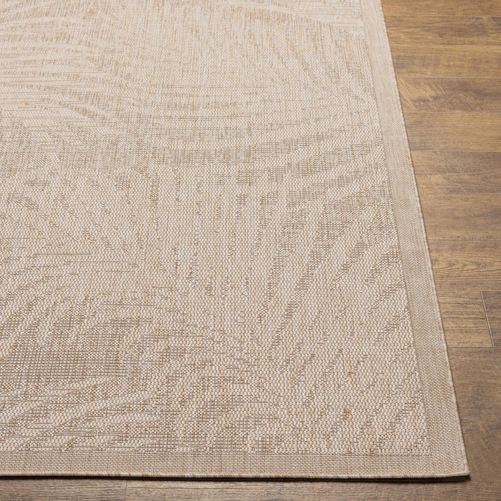 Jens Modern Leaf Pattern Tan Outdoor Area Rug