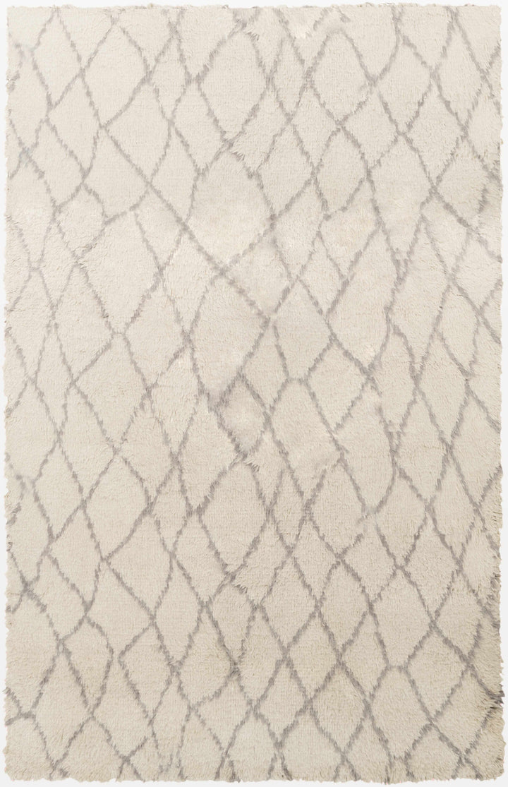 Jeddo Contemporary Abstract Ivory And Gray Hand Knotted Area Rug