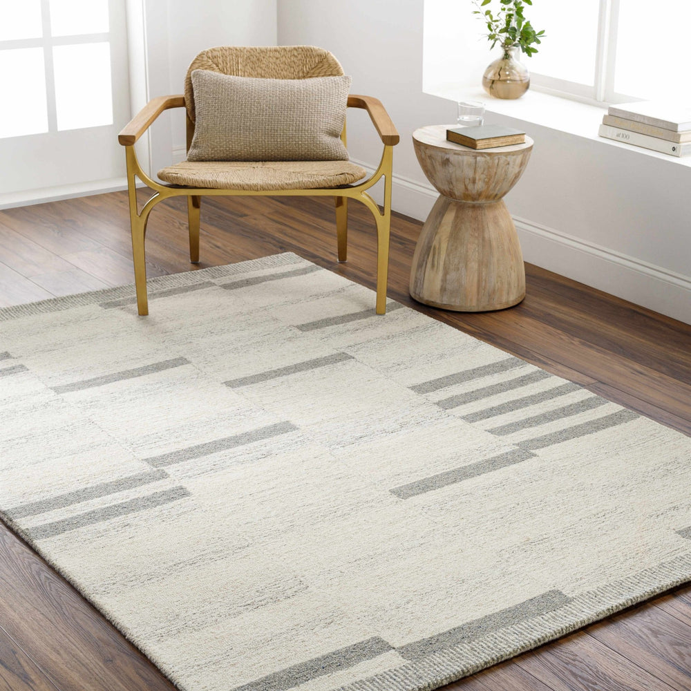 Jeri Contemporary Style Beige And Gray Wool Rug - The Rug Decor