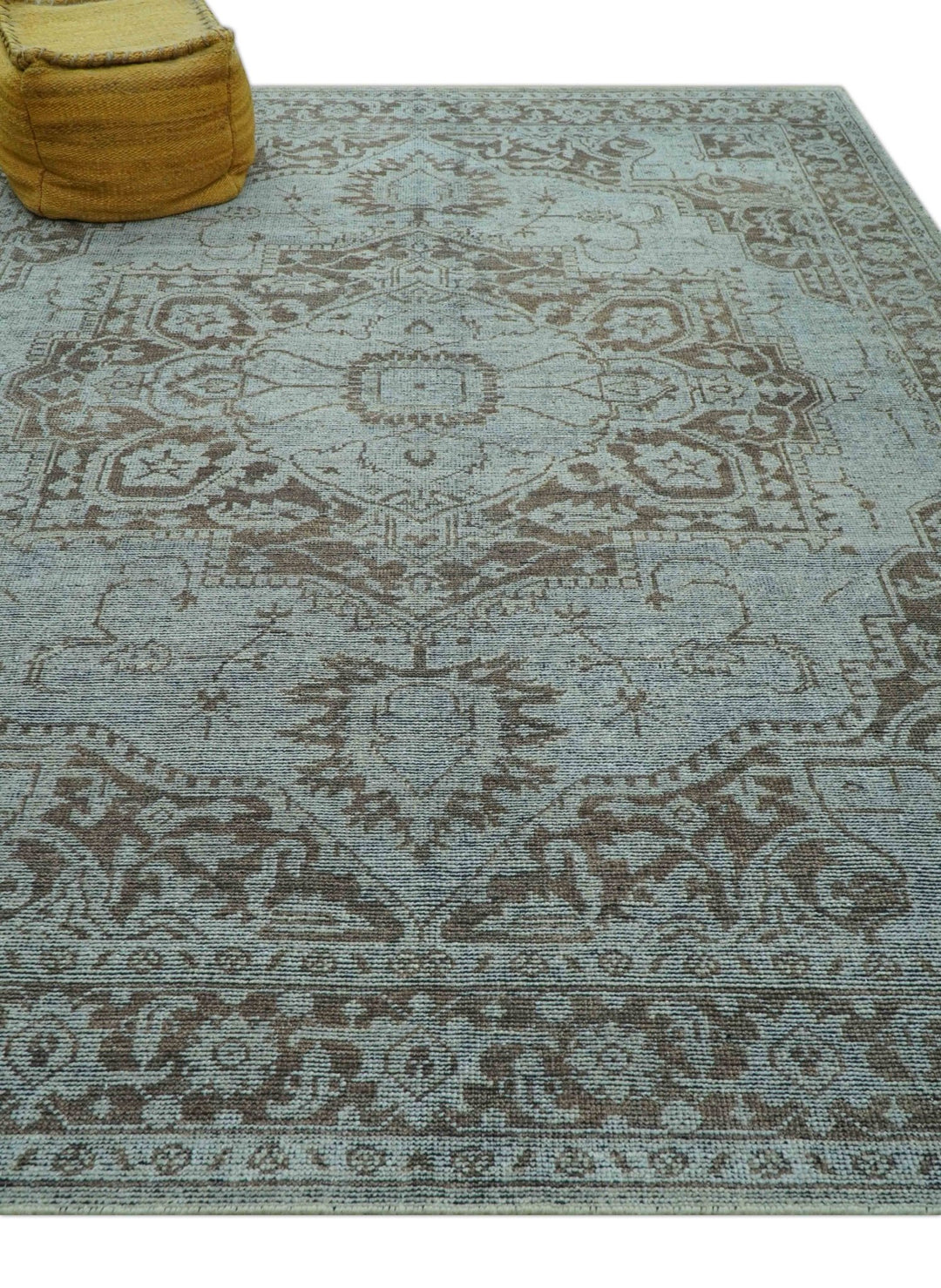 Jewel Custom Made Hand Knotted Traditional Design Brown Wool Area Rug - The Rug Decor