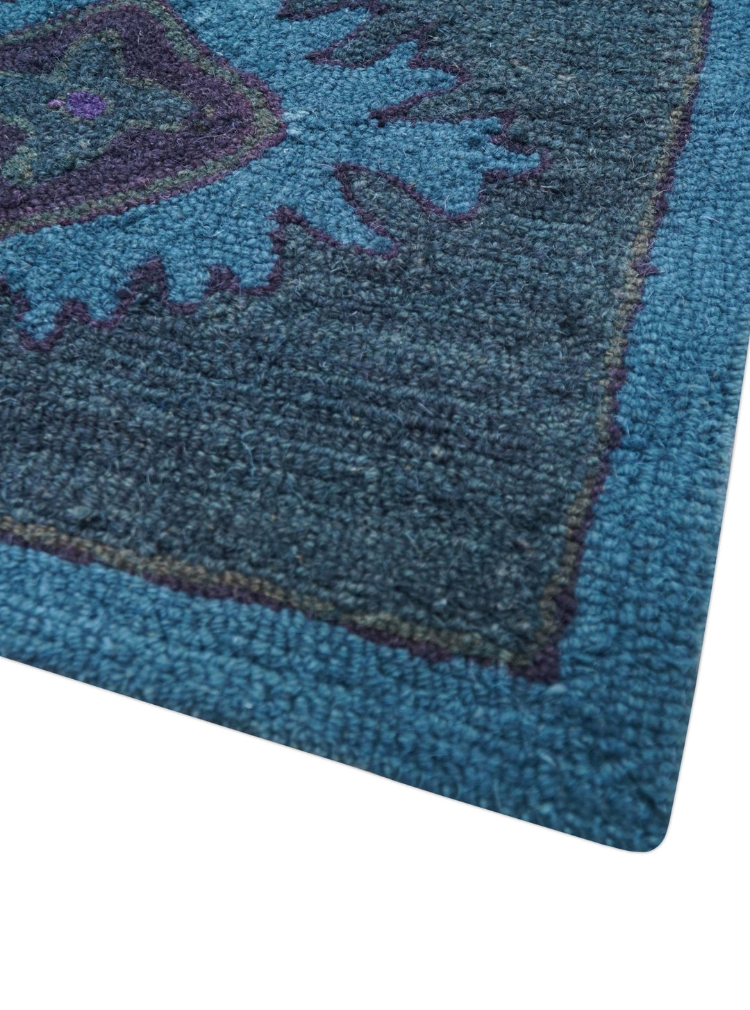 Jewel Custom Made Traditional Overdyed Blue Hand Tufted Wool Rug - The Rug Decor