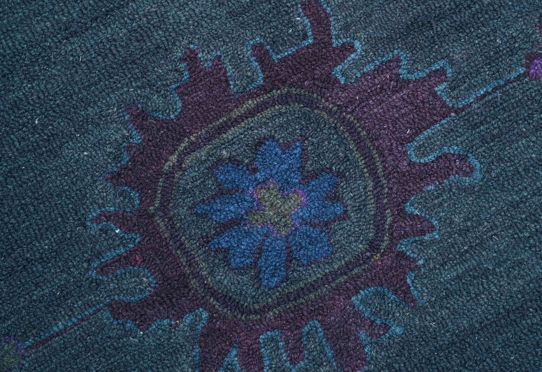 Jewel Custom Made Traditional Overdyed Blue Hand Tufted Wool Rug - The Rug Decor