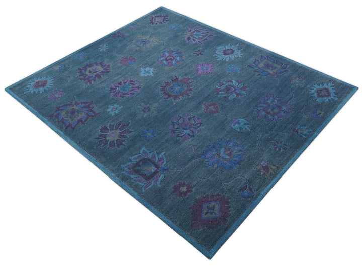 Jewel Custom Made Traditional Overdyed Blue Hand Tufted Wool Rug - The Rug Decor