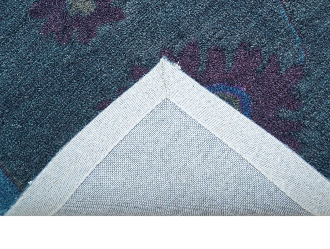 Jewel Custom Made Traditional Overdyed Blue Hand Tufted Wool Rug - The Rug Decor