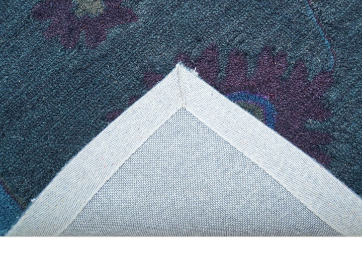 Jewel Custom Made Traditional Overdyed Blue Hand Tufted Wool Rug - The Rug Decor